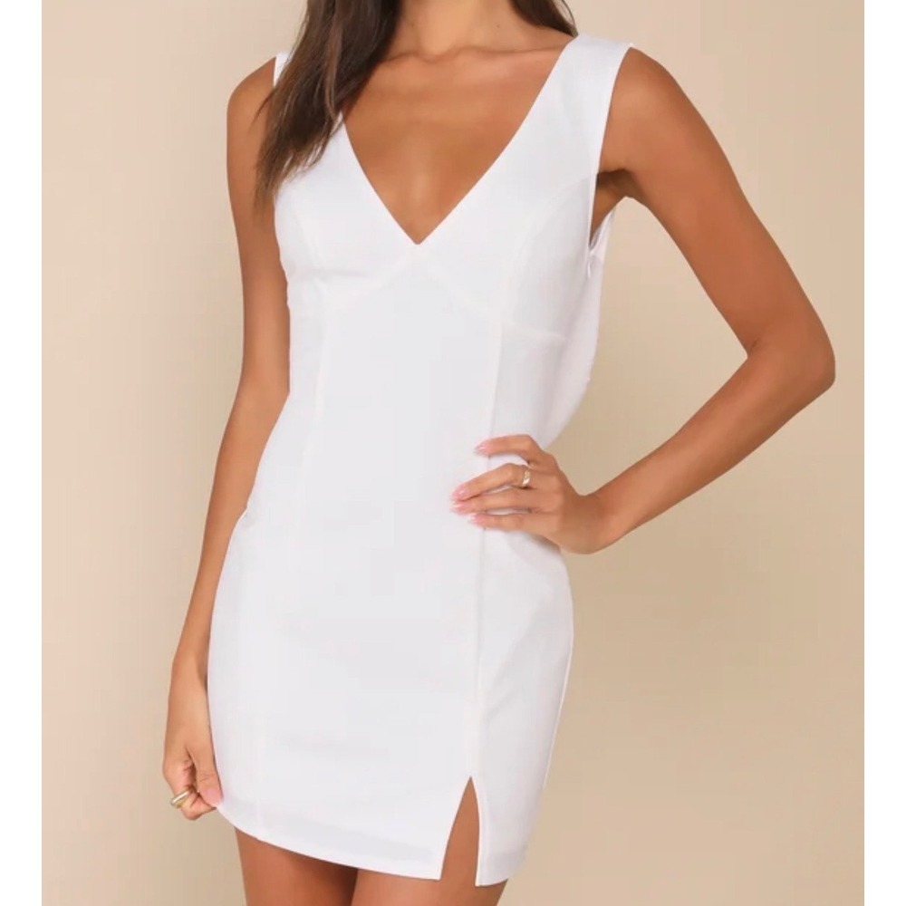 Lulus Perfection Bound White Sleeveless Cowl Back Mini Dress size M NWT